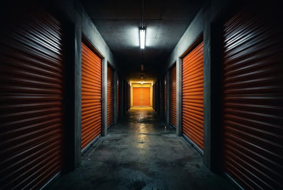 Storage Units lots in the yard. Demo photography.